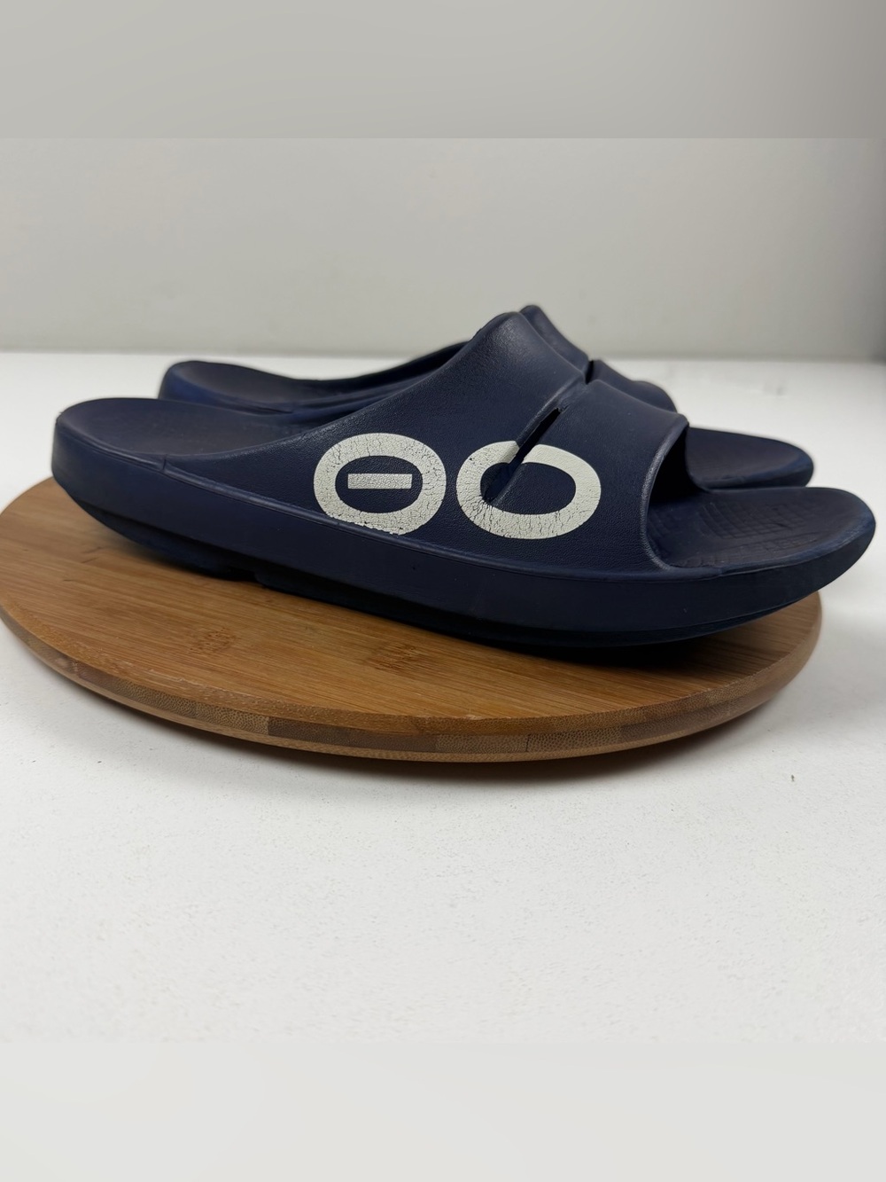 OOFOS OOAHH Navy Blue Slide Sandals
